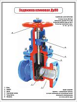 Обучаюший плакат Задвижка ДУ-80 УАВР №2 (УФ-печать) (450х600; Пластик ПВХ 2 мм; )